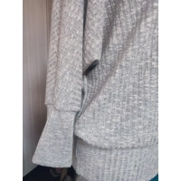 Cieplutki sweter KIMONO z golfem - szary prążek z połyskiem